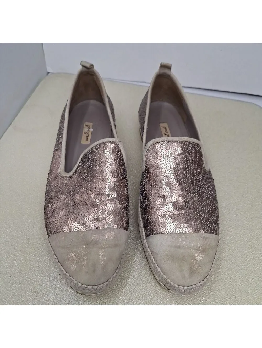 Paul Green Joaquin Sequin Espadrilles Suede Toe Size 8.5